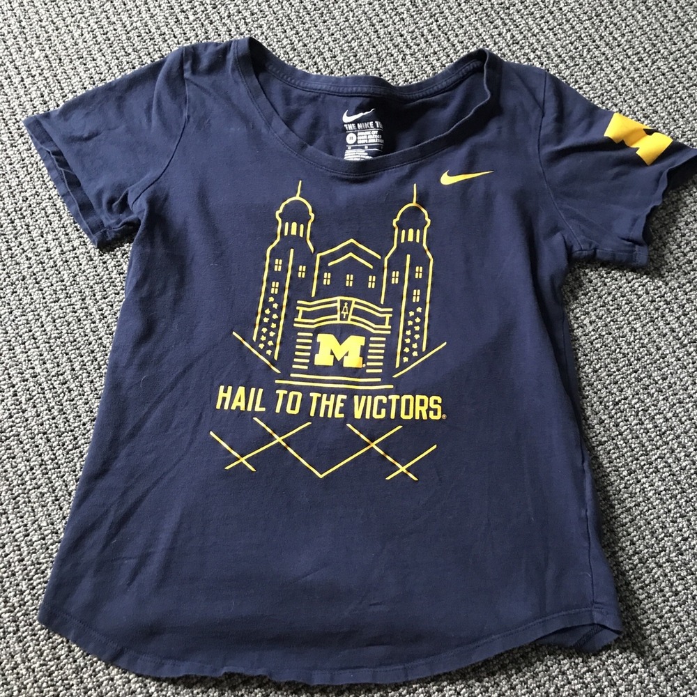 Michigan Wolverines Hail To The Victors Nike Tee Athletic Cut Medium